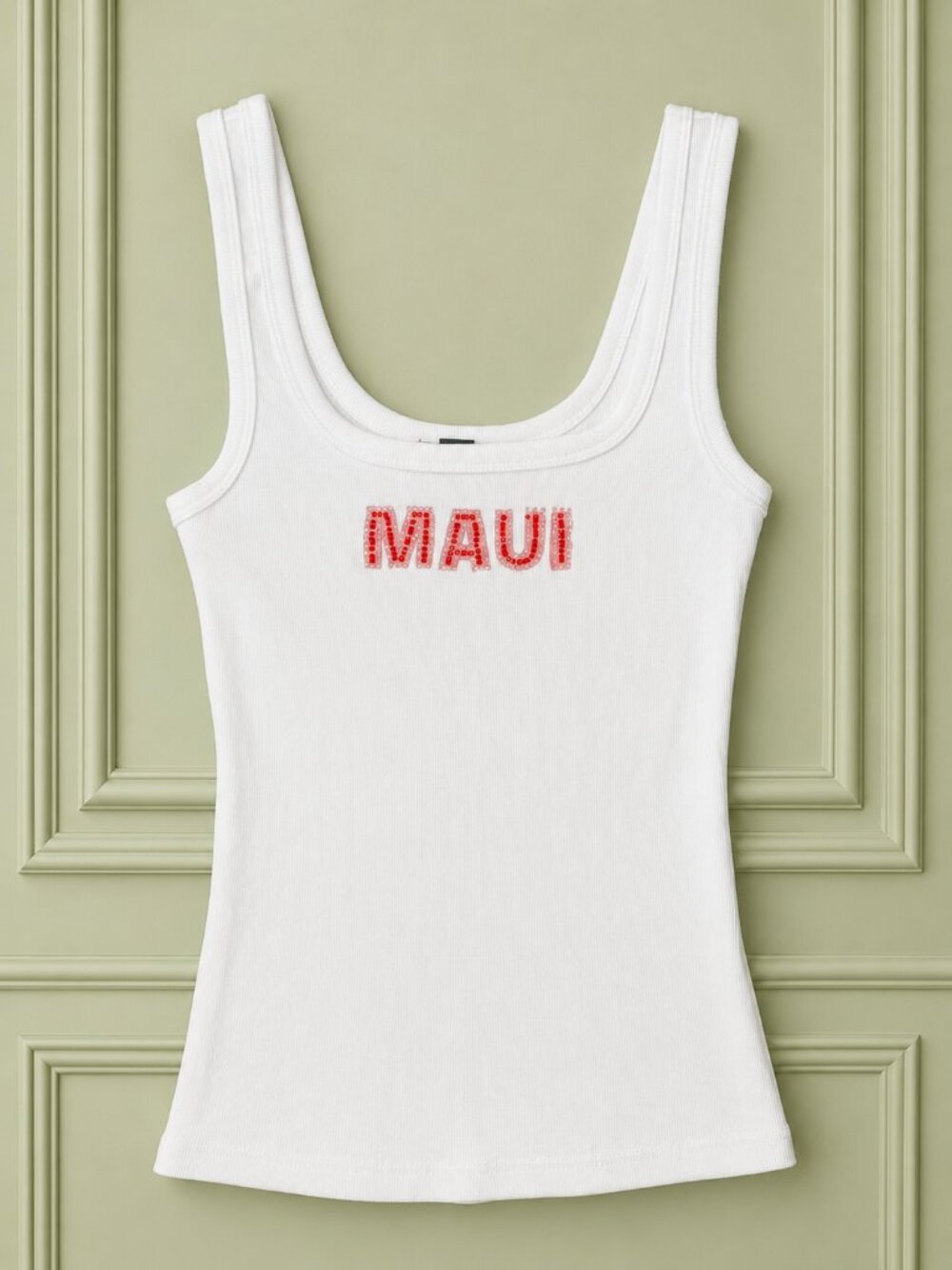 Wild Fable White "MAUI" Beaded Tank Top